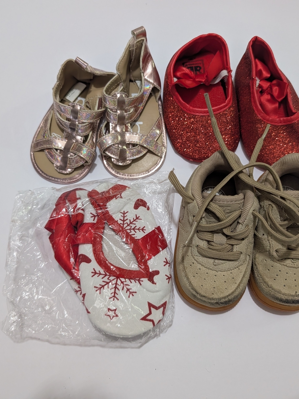 (Toddler Shoe Lot) Size 2-3 Nike Suede Air Force 1 Romirus Glitter bebe Sandals